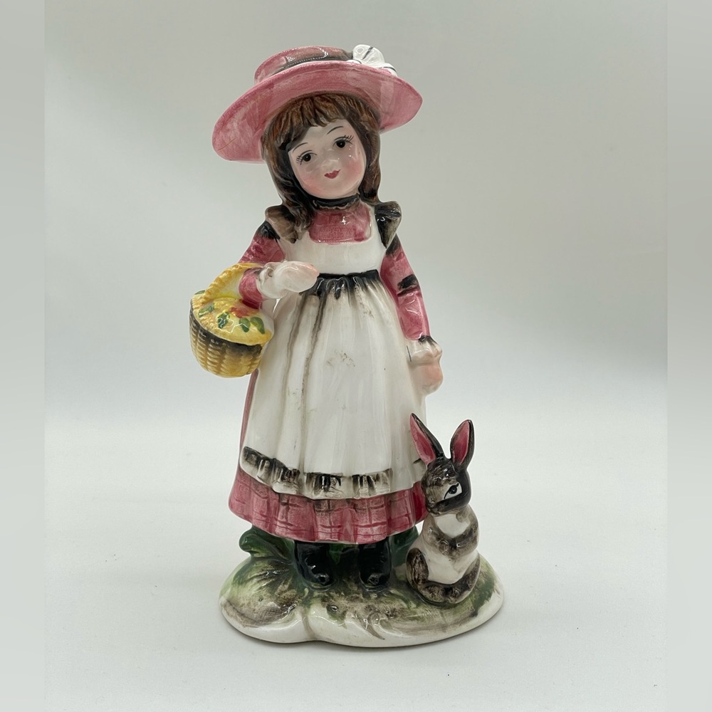 Vintage Kelvin's Japan Girl with Rabbit Figurine
